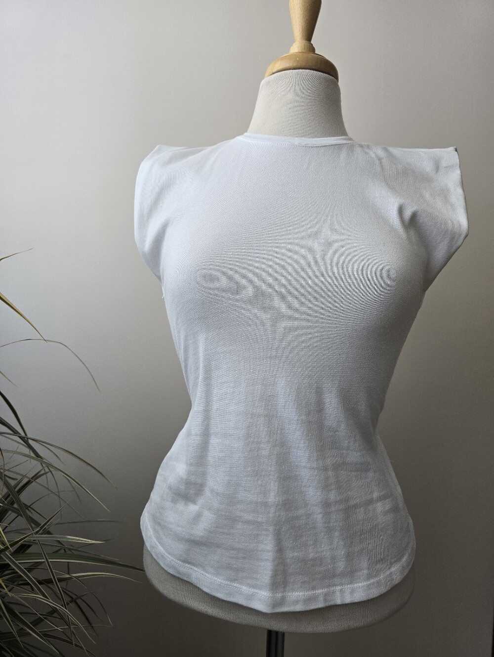 Zara White Sleevelwith Top WithDrawcord Detail Open Back Size S Cotton